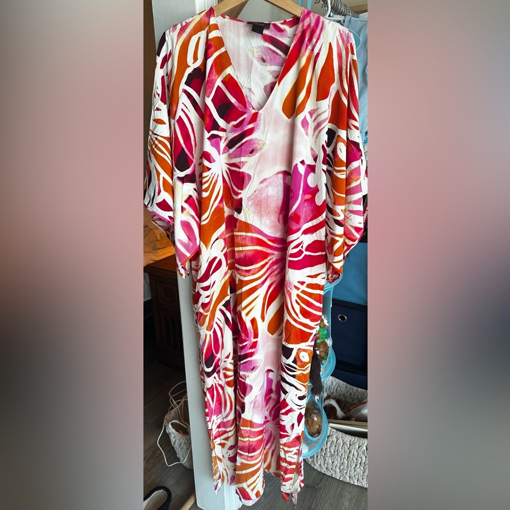 Natori Pink and Red Caftan beach